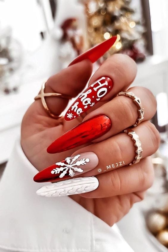 25+ Red Christmas Nails That'Ll Make You Feel Festive Af 6 Red Christmas Nails White